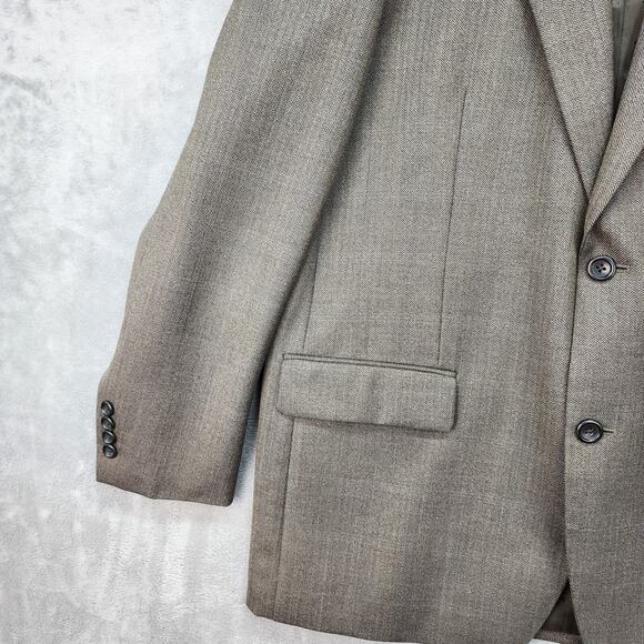 Joseph & Feiss Sport Coat Mens 42R Brown Herringbone Wool 2 Button Blazer Jacket - Picture 4 of 14